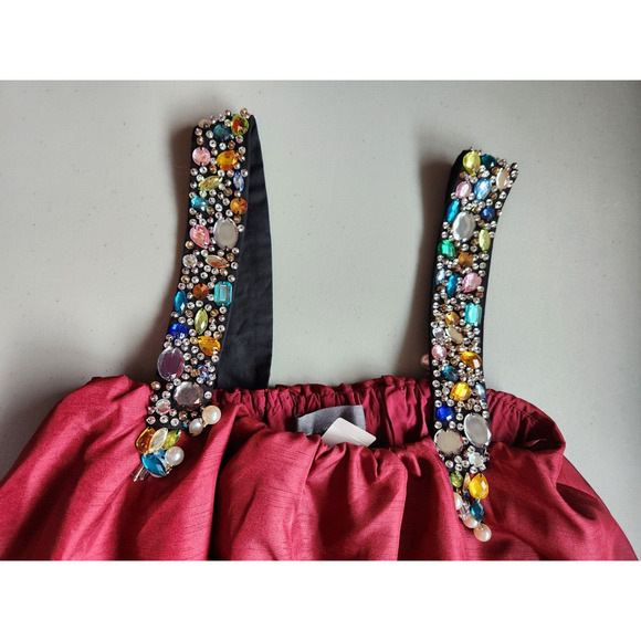 NWT Sunday in Brooklyn Embellished-Strap Bubble Mini Dress Size XS Red NA501 - Picture 11 of 12